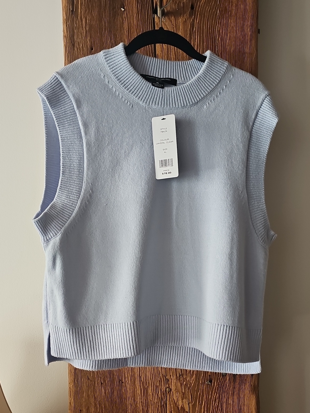 NWT French Connection Sweater Vest Light Blue Sz XL Women